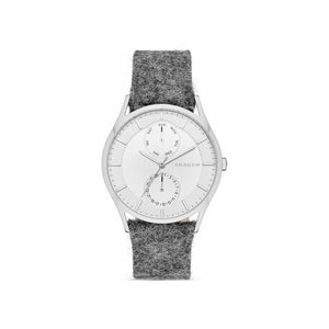 Watch Stainless with Grey Suture Leather Strap